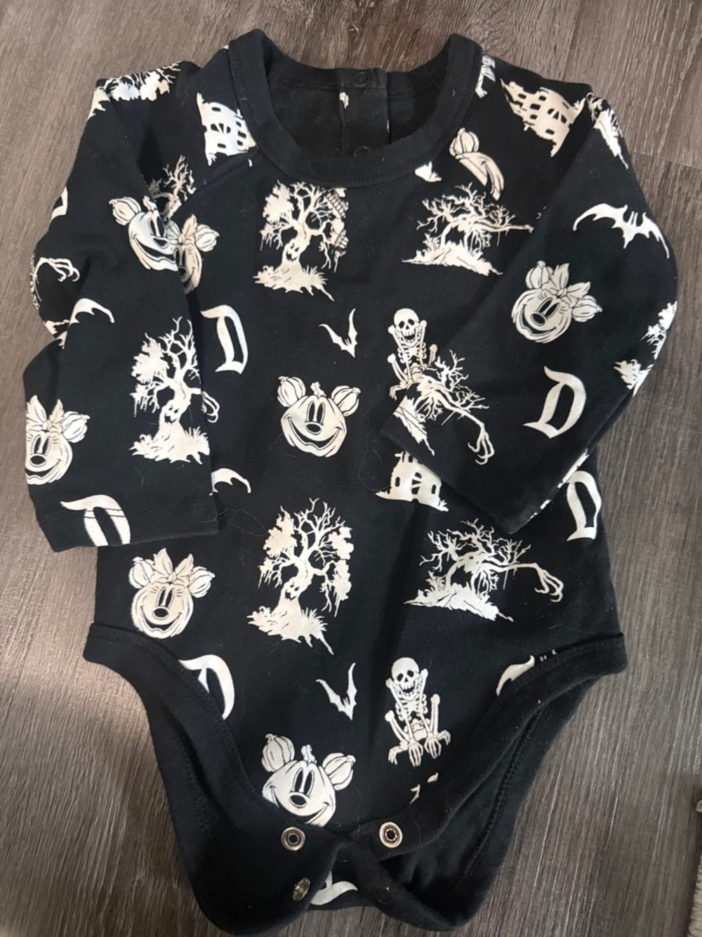 Disneyland Black Mickey Halloween Print Baby One-Piece Bodysuit